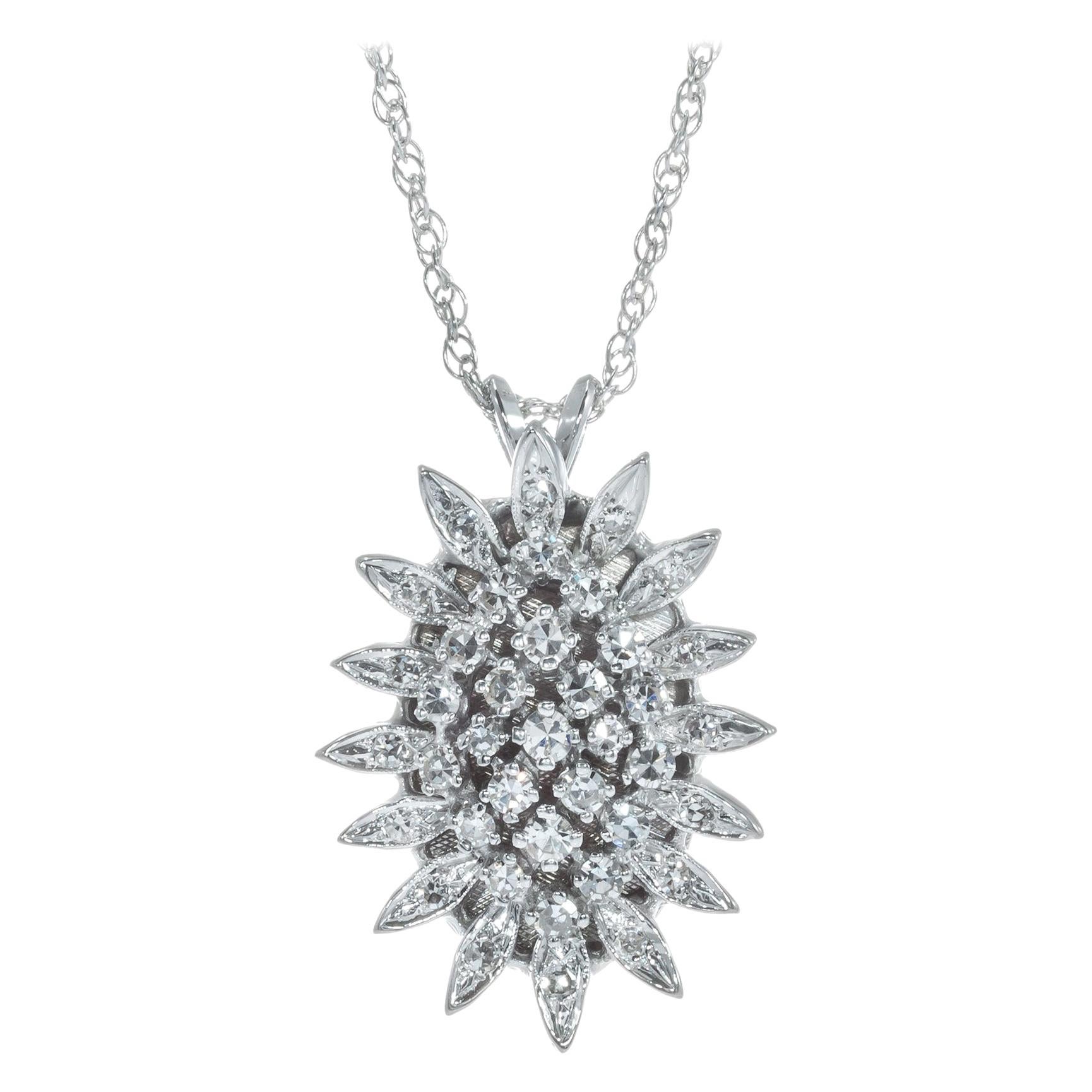 .62 Carat Diamond White Gold Pineapple Design Pendant Necklace