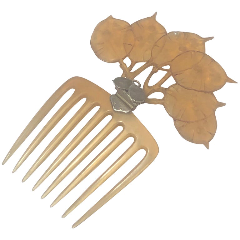 Art Nouveau Horn and Pearl Hair Comb, 1905, offered by BG Arts
