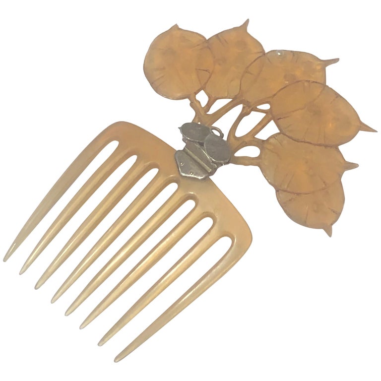 Art Nouveau Horn and Pearl Hair Comb, 1905, offered by BG Arts