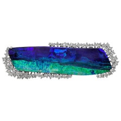 Giulians 18k Australian Boulder Opal and Diamond Brooch