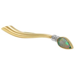Giulians Contemporary 18k 2.00ct White Opal and Diamond Brooch
