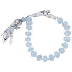 Bracelet en aigue-marine, pierre de lune, topaze et argent