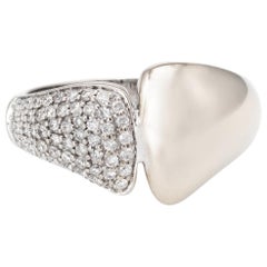 Vintage Estate Pave Diamond Band 14 Karat White Gold Jewelry Alternative Wedding Ring