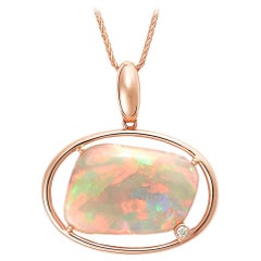 Giulians Contemporary 18k 4.14ct Australian White Opal and Diamond Necklace