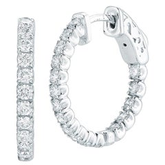 One Inch Diamond Hoop Earrings Inside Out 1.35 Carat