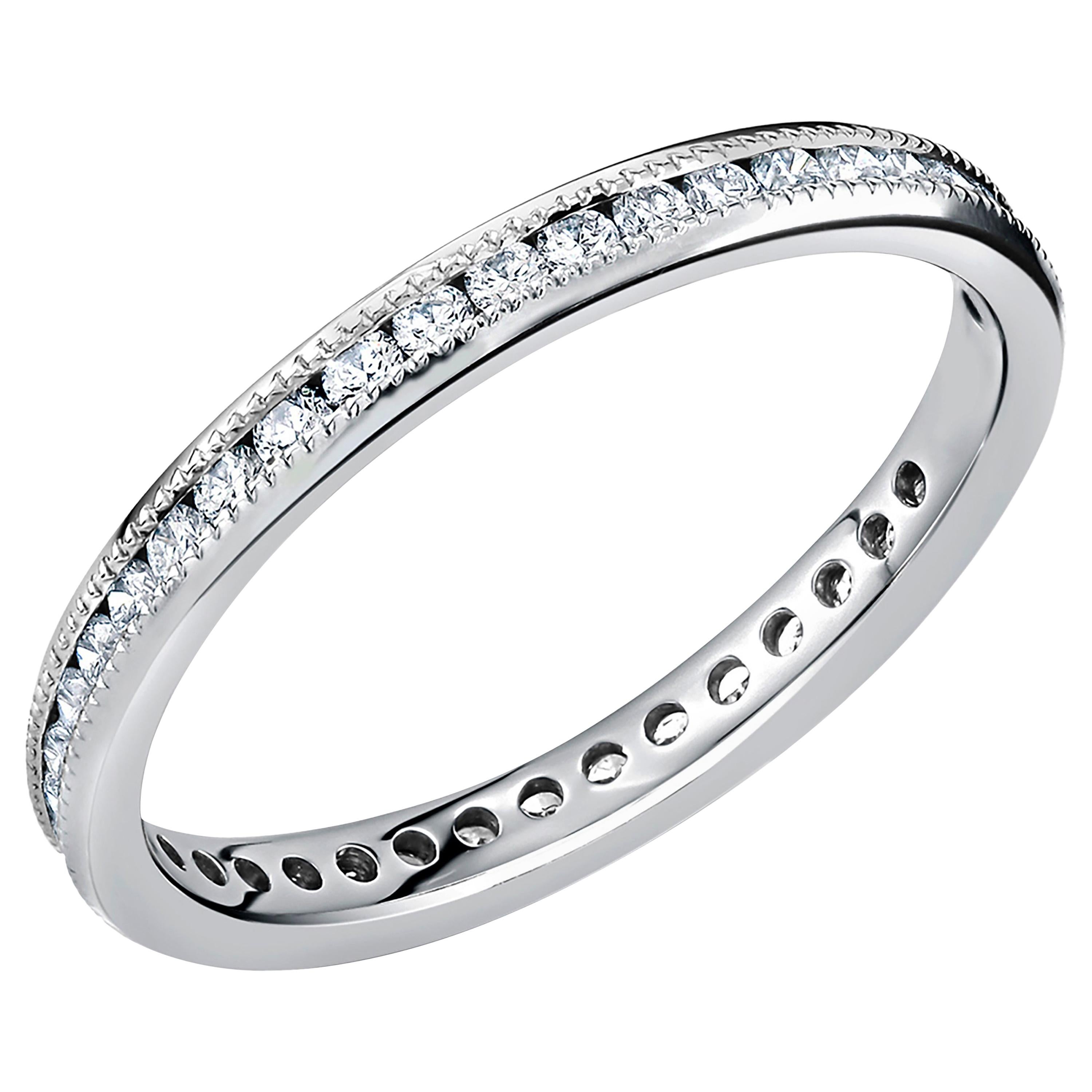 Platinum Diamond Eternity Band with Fine Milgrain Edge