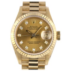 Rolex 69178 S Diamond Champagne Dial Datejust President 18 Karat Gold Watch