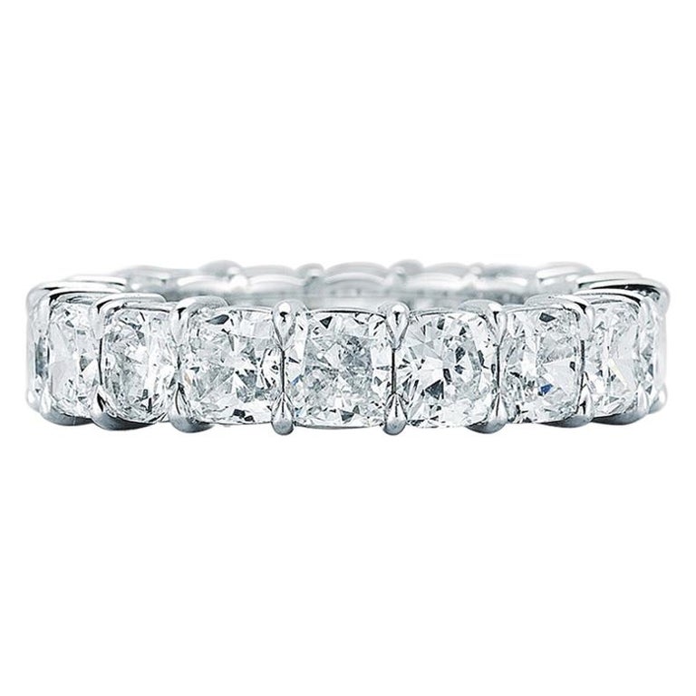 Platinum Cushion Cut Diamond Eternity Band 6 96 Carat For Sale At
