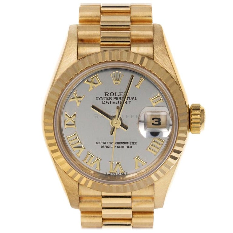 Rolex T Mirror Roman Dial Datejust President 18 Karat Gold Swiss Watch For Sale At 1stdibs