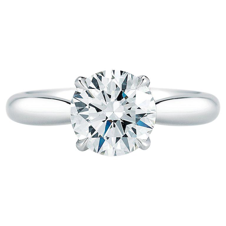 Round Cut Solitaire Diamond Engagement Ring in Platinum 1.40 Carat F SI1 GIA