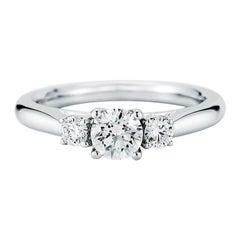 Three-Stone Round Brilliant Diamond Engagement Ring GIA White Gold 0.70 Carat