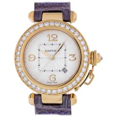 Cartier 2397 Pasha 18 Karat Gold Diamond WJ10495 Automatic Swiss Ladies Watch