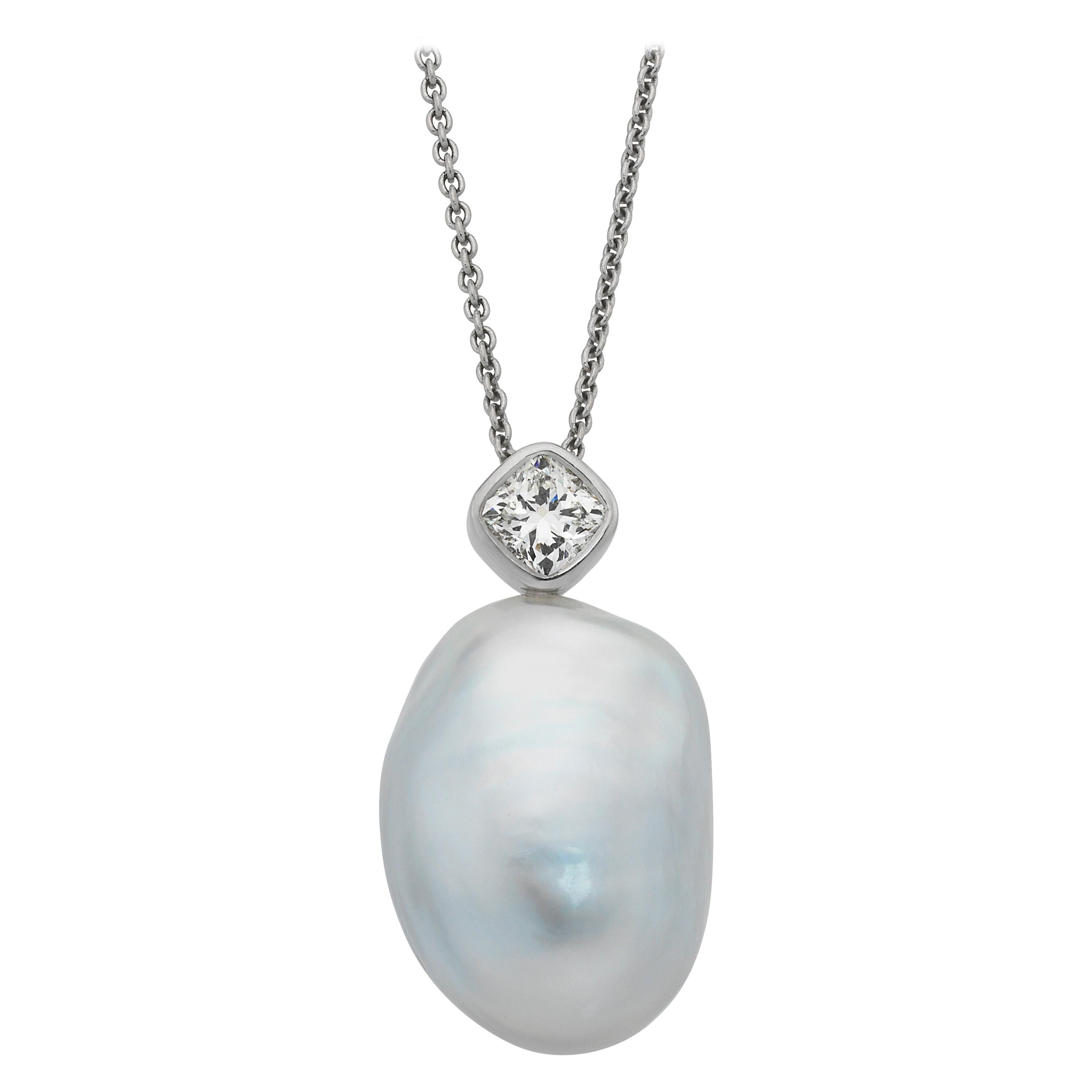 Giulians 19mm Baroque South Sea Pearl and 1.01ct F VS2 Diamond Necklace ...