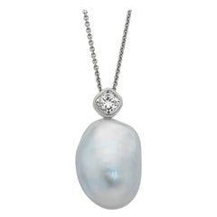 Giulians 19mm Baroque South Sea Pearl and 1.01ct F VS2 Diamond Necklace Pendant