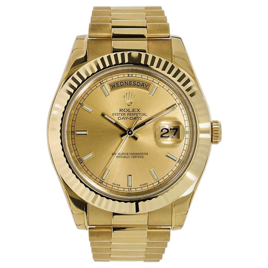 Rolex Day-Date II 18 Karat Yellow Gold Champagne Dial Watch 218238 For ...