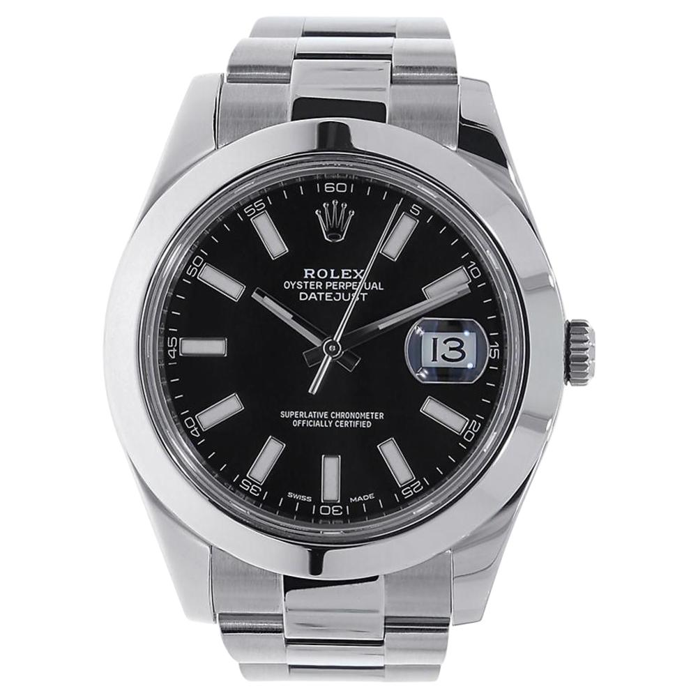 Rolex Datejust II Stainless Steel Black Index Dial Watch 116300