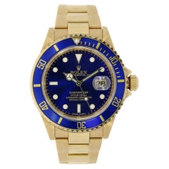 Rolex Submariner Date Yellow Gold Watch Blue Dial 116618