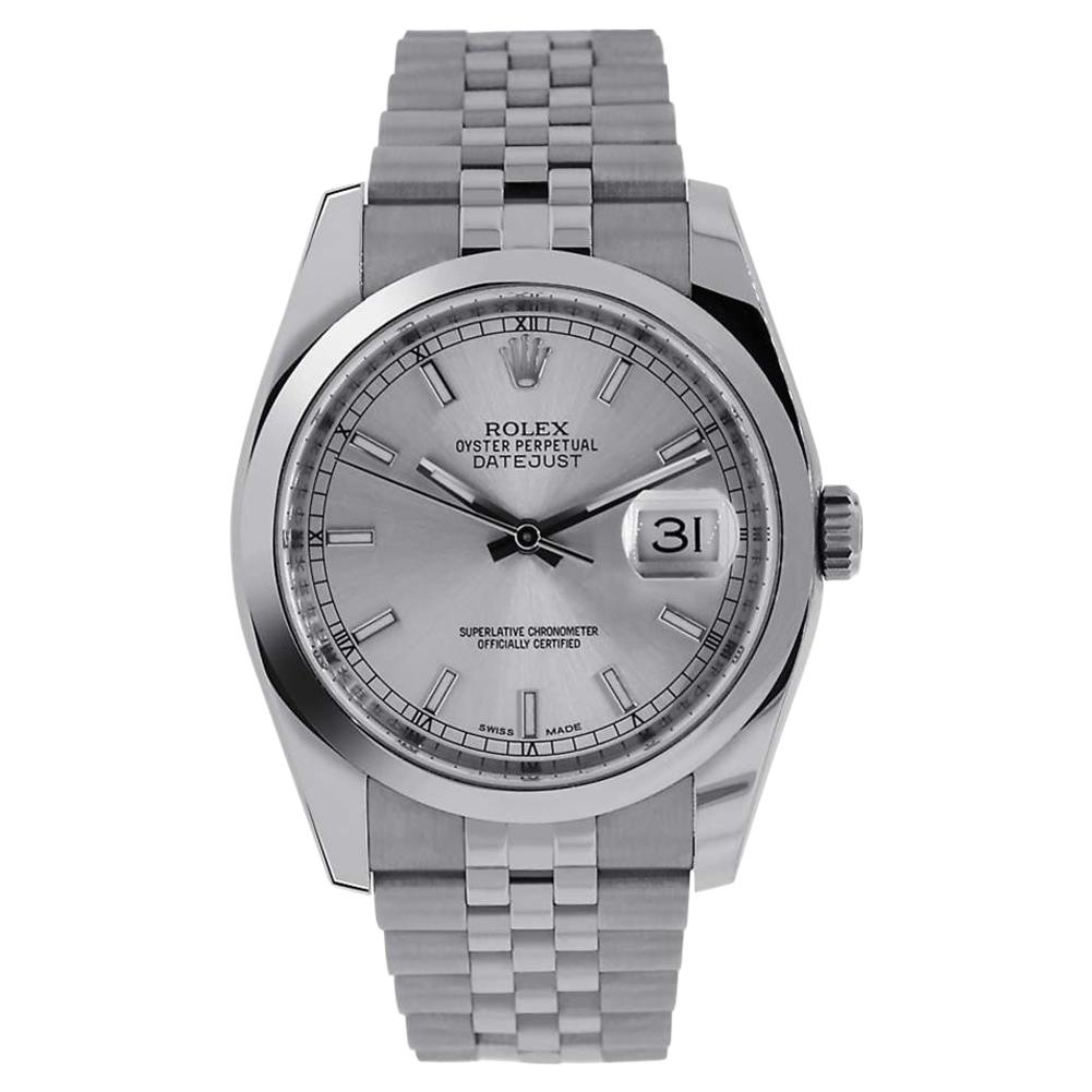 Rolex Datejust Stainless Steel Silver Index Dial Watch 116200