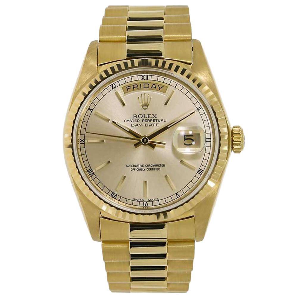 Rolex Day-Date Yellow Gold Champagne Dial Watch 18038