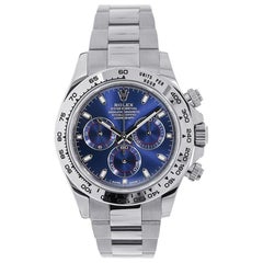 Montre Rolex Cosmograph Daytona en or blanc 18 carats:: cadran bleu 116509