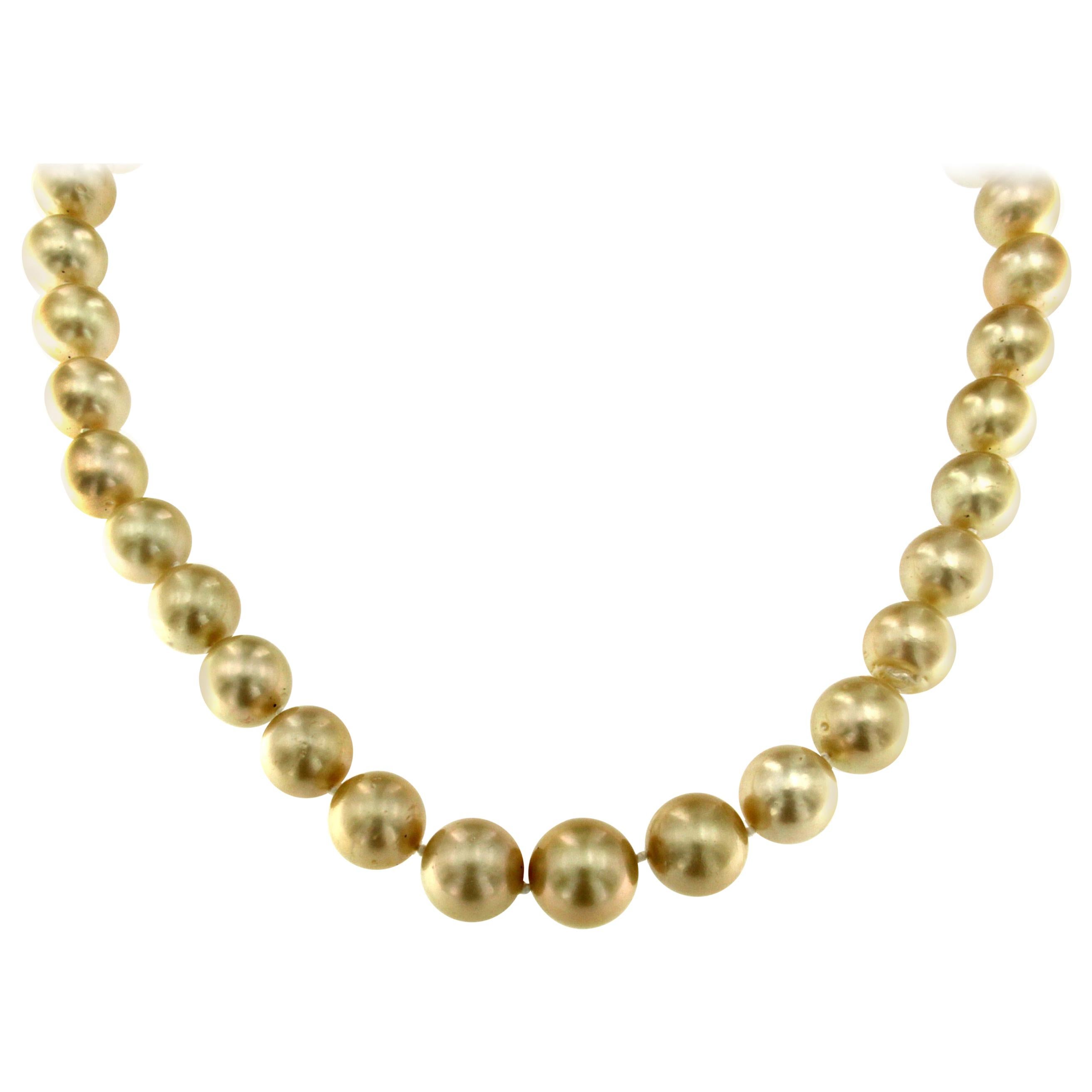 Vintage South Sea Golden Pearls Diamond Gold Necklace