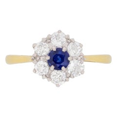 Edwardian Sapphire and Diamond Cluster Ring, circa 1910