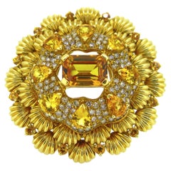 Jahan Yellow Sapphires Brilliant Cut Diamonds Dandelion Flower Cocktail Ring