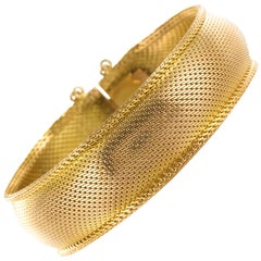 Vintage 1960s Woven 18 Karat Yellow Gold Bangle Bracelet
