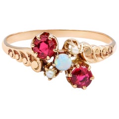 Roségold Rubin und Opal Mode Ring 1,00 Karat