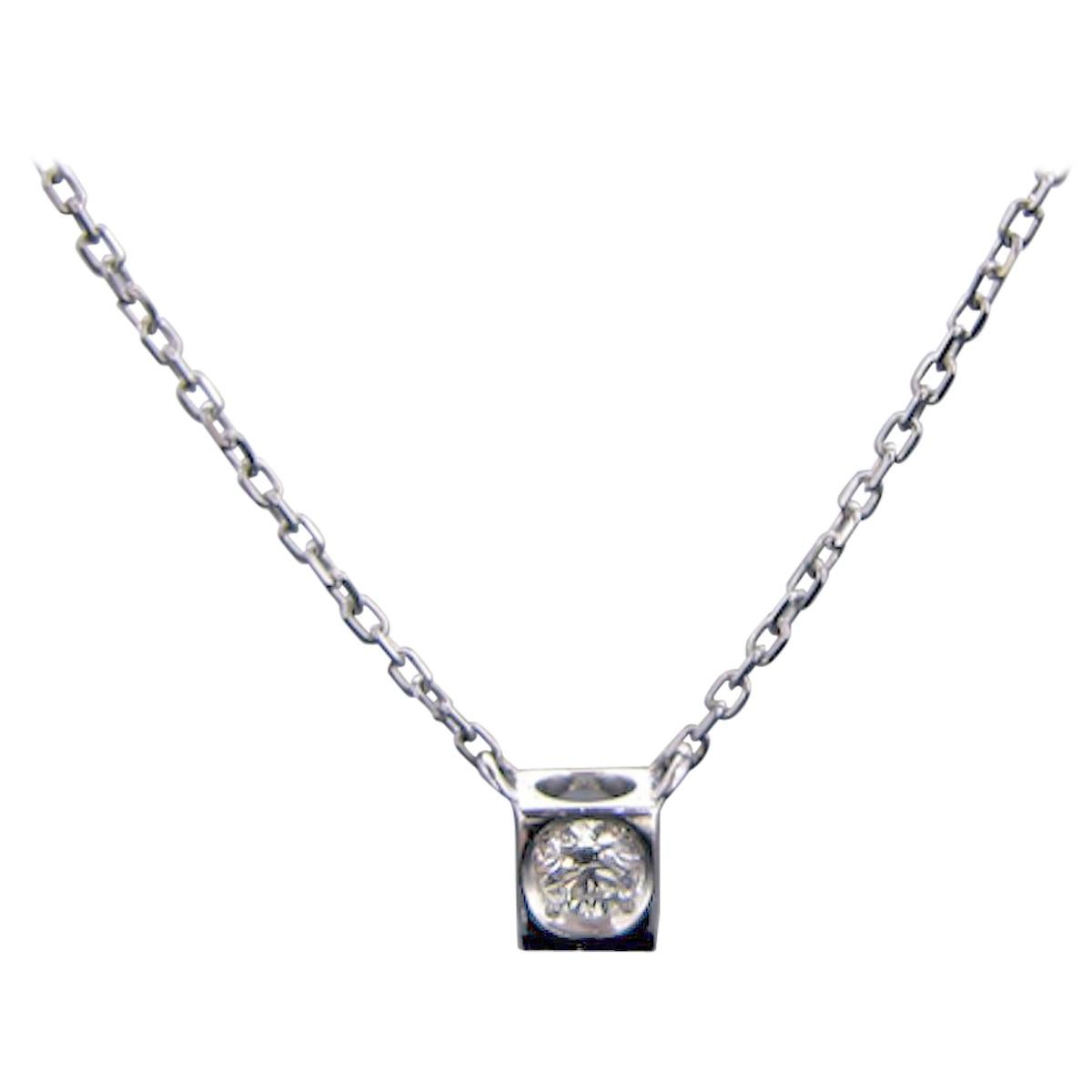 Dinh Van Brilliant Cut Diamond White Gold Pendant Necklace