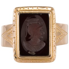 French Napoleon Third 19th Century Carnelian Intaglio Gold Signet Ring