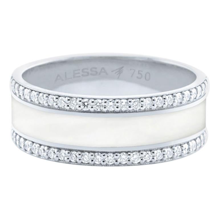 Alessa Border Pave Ring 18 Karat White Gold Spectrum Collection For Sale