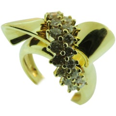 Jose Hess 18 Karat Yellow Gold Ladies Diamond Bow Fashion Ring