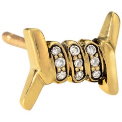 Boucle d'oreille simple en or jaune 18 carats avec diamants Wendy Brandes