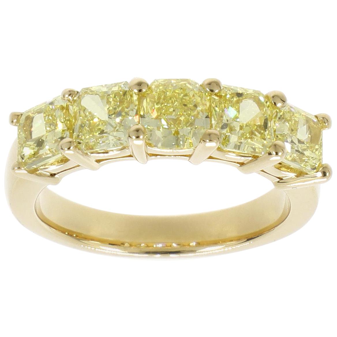3.14 Carat Yellow Diamond Yellow Gold Eternity Band Ring For Sale