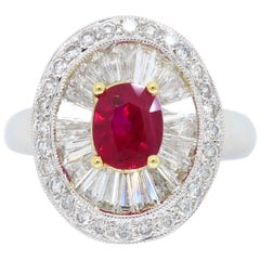 Ruby and Diamond Ballerina Ring Made in 18 Karat Gold