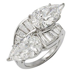 GIA 3.04 and 3.03 Carat Pear Shape Diamond Ring