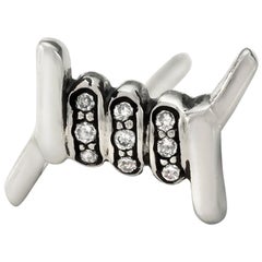 Wendy Brandes Barbed Wire "Punk Platinum" Single Stud Earring With Diamonds