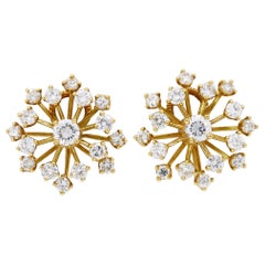 Diamond Starburst Earrings Clip-On Screw Back