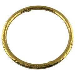 Roberto Coin Hammered Martellato 18 Karat Yellow Gold Bangle Bracelet