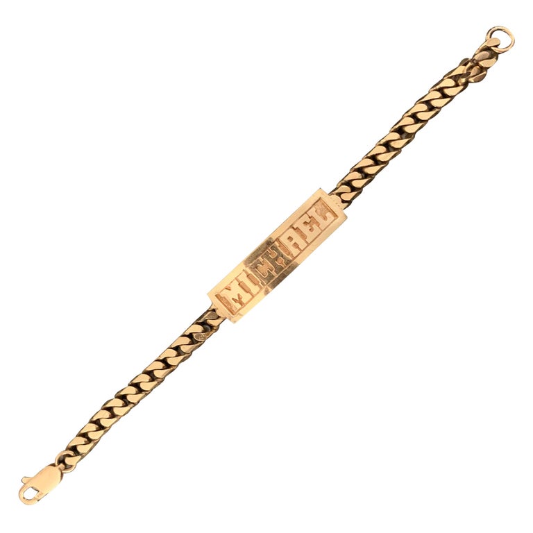 Kids or Adults 14 Karat Gold Custom Name Bracelet, Ben Dannie For Sale