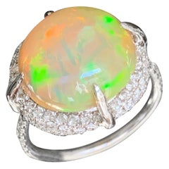 Ethiopian Opal and Diamond Engagement Ring Set in Rose Gold, Ben Dannie Design