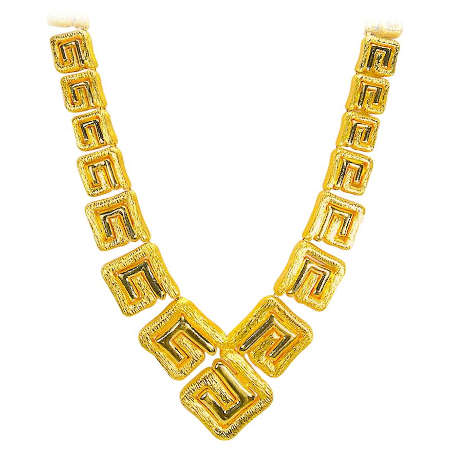 Greek Key Yellow Gold 18 Karat Necklace 166.50 Grams