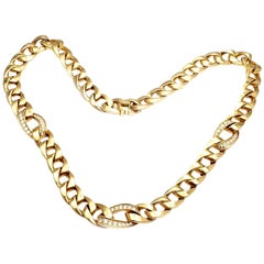 Cartier Diamond Link Yellow Gold Chain Necklace