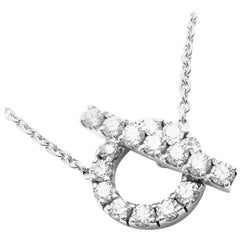 Hermes Diamond IO Finesse Chaîne ronde Collier pendentif en or blanc