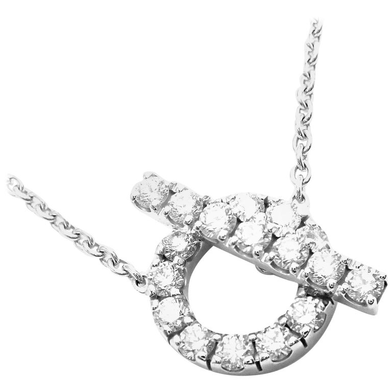 Hermes Diamond IO Finesse Round Chain White Gold Pendant Necklace at