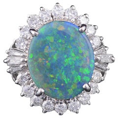 Platinum PT900 Australian Opal and Diamond Engagement or Cocktail Ring