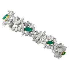 Vintage 4.63 Carat Emerald and 16.27 Carat Diamond Bracelet