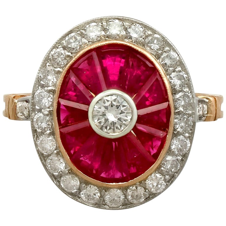 1.30 Carat Ruby and Diamond Yellow Gold Cocktail Ring Circa 1980 For ...