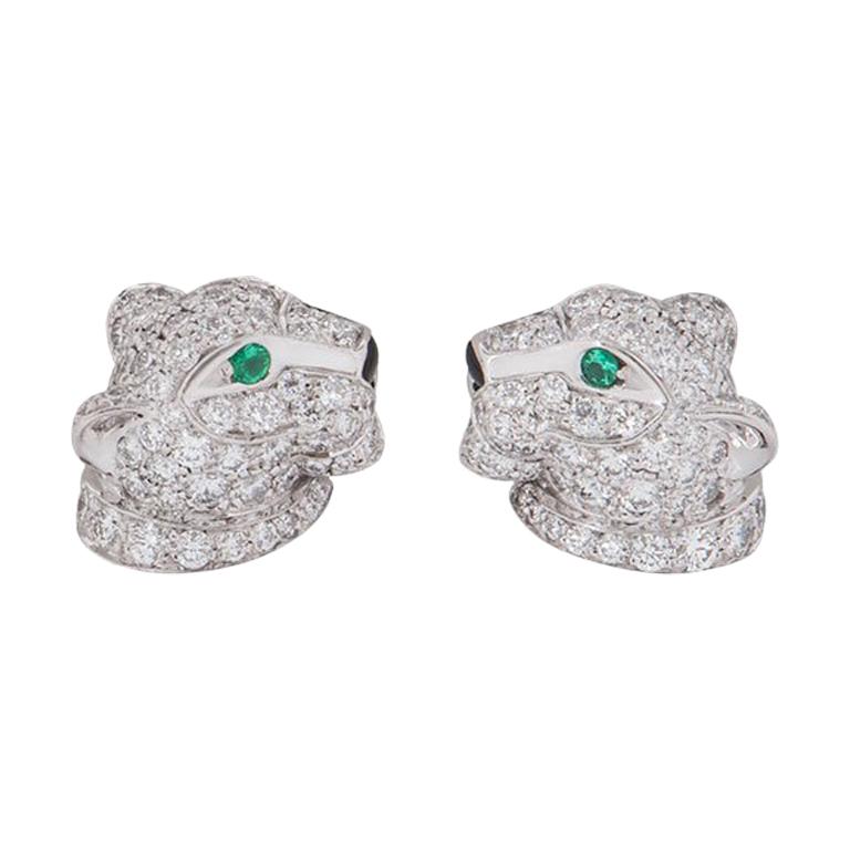 cartier panther diamond earrings
